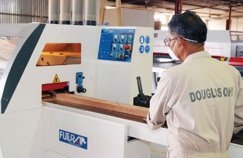Douglas OHI working in the joinery facility